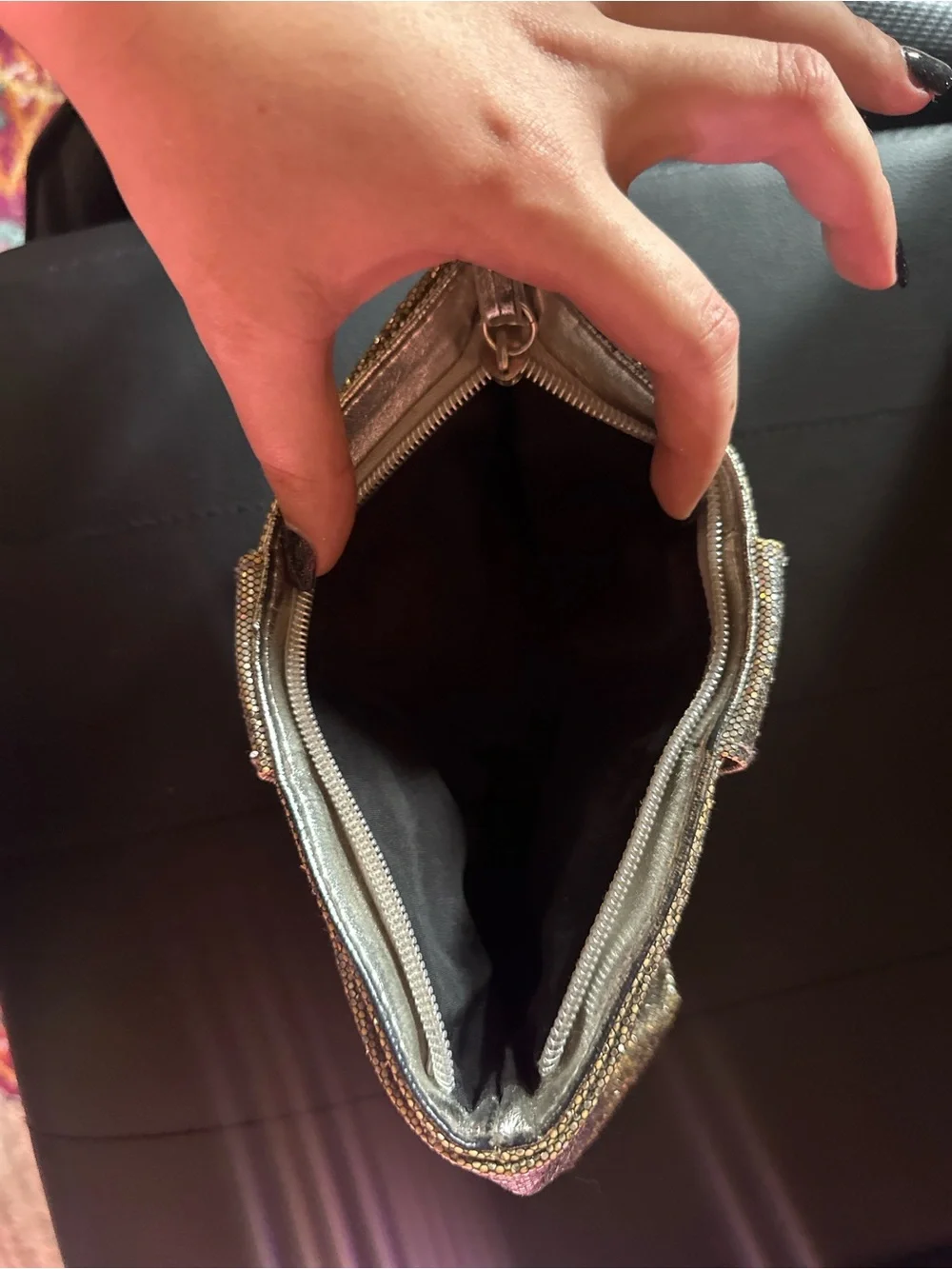 Victoria's Secret Metallic Silver Glitter Wristlet Clutch